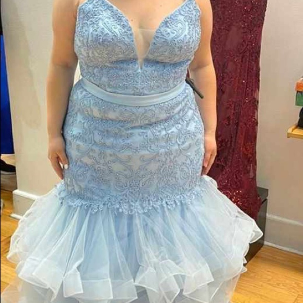 Mermaid trumpet blue dress